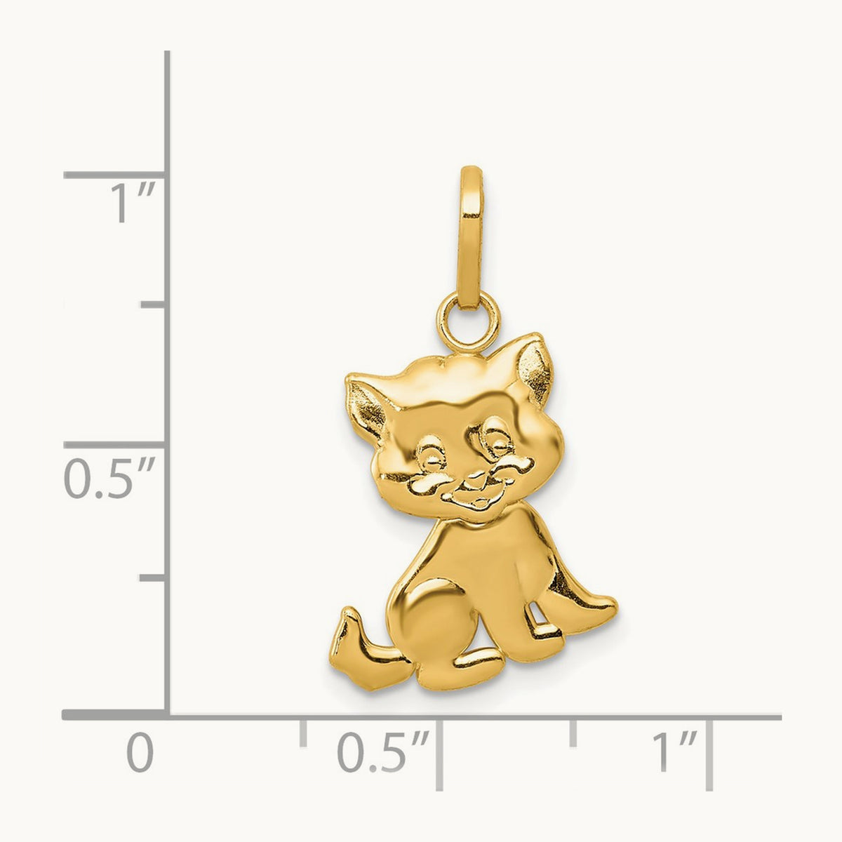 Polished Moveable Cat Pendant, 14K