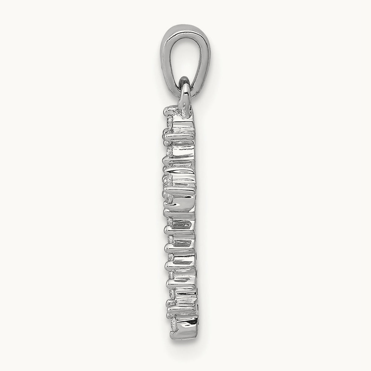 Fleur De Lis Cross Pendant, 0.10 ct tw Lab-Grown Diamond — 14K White Gold
