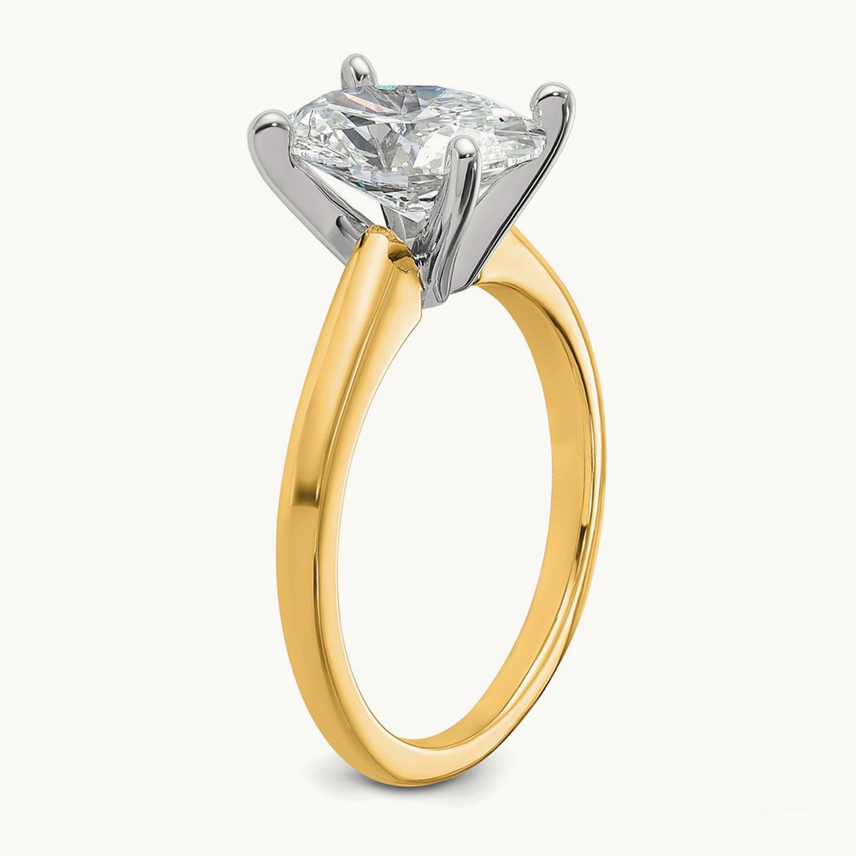 Oval Solitaire Engagement Ring, 0.50-5.00 ct tw Lab-Grown Diamond — 2 1/4 ct, 14K Two-Tone
