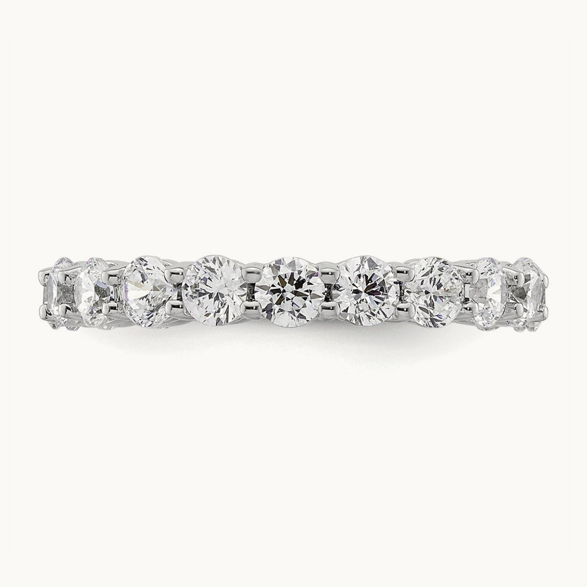 Polished Shared Prong Diamond Eternity Band — 14K White Gold, 1.86 ct, 6.5