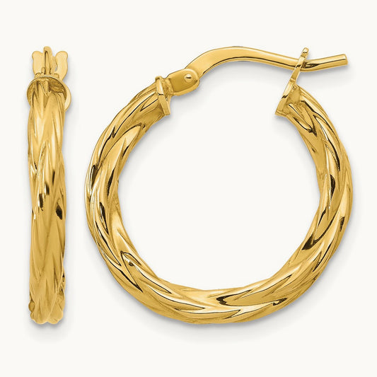 Polished Twisted Round Hoop Earrings — Leslie's — 20mm