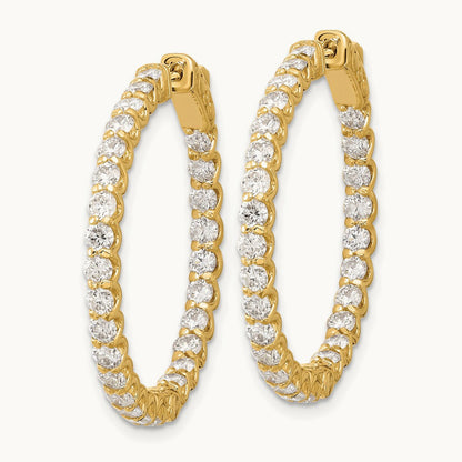 3.2ct 54- In/Out Hoop w/ Safety Clasp Diamond Earrings, 2.5mm, 14K