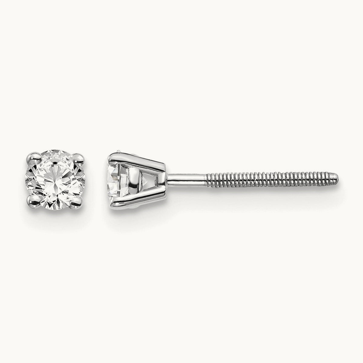 .30ct VS2/SI1 G-I Diamond Stud Thread on/off Post Earrings, 14K White Gold