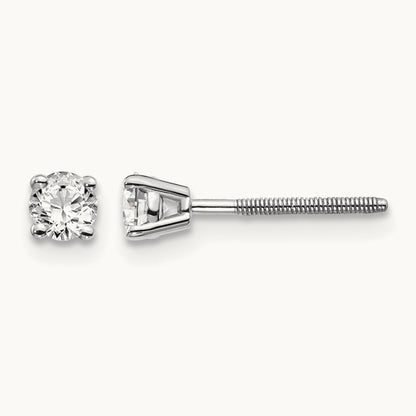 .30ct VS2/SI1 G-I Diamond Stud Thread on/off Post Earrings, 14K White Gold