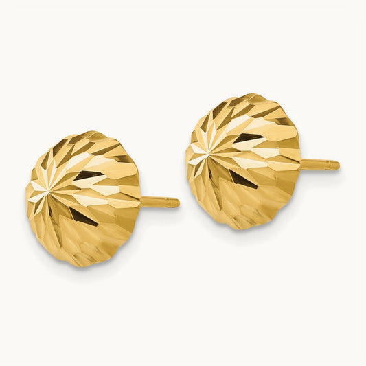 Diamond-cut Domed Post Earrings, 14K Gold