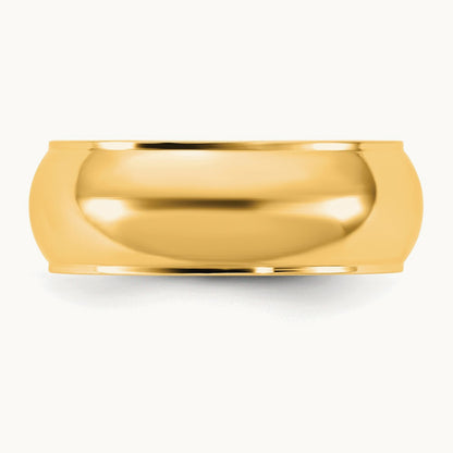Half Round with Edge Band, 7mm, 10K Yellow Gold