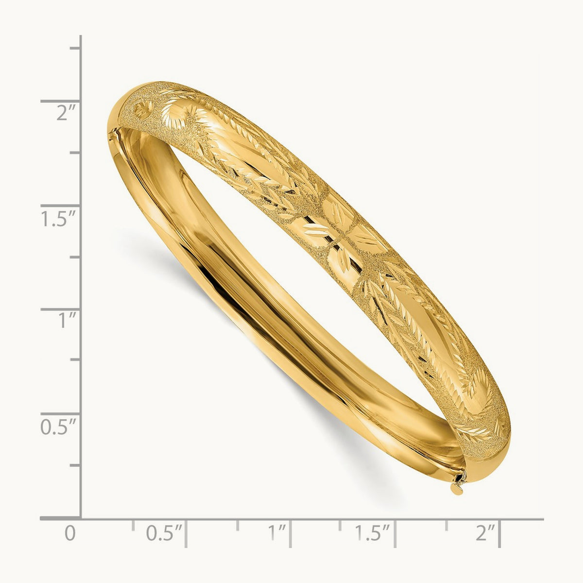 5/16 Laser Cut Hinged Bangle Bracelet, 14K