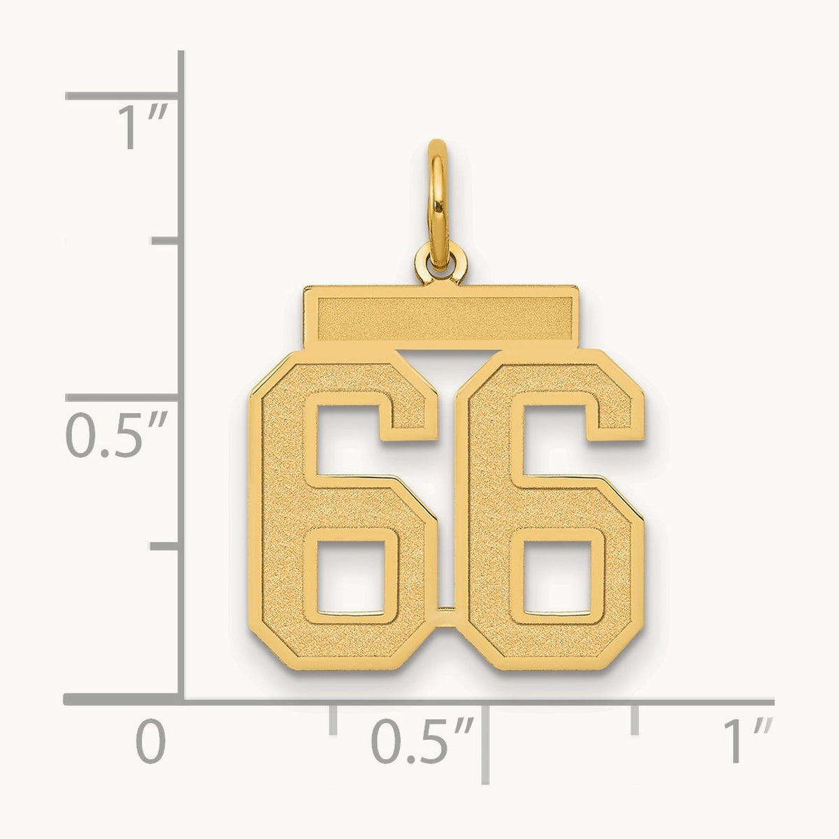 Medium Satin Number 66 Charm, 14K
