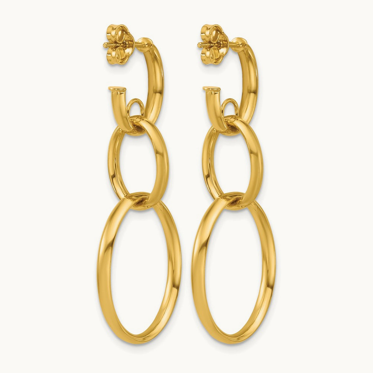 Polished Oval Link Post Earrings, 14K — Leslie's