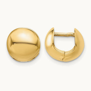 Polished Round Huggie Earrings — 14K Yellow Gold