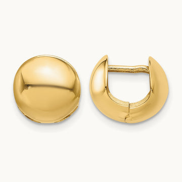 Polished Round Huggie Earrings — 14K Yellow Gold