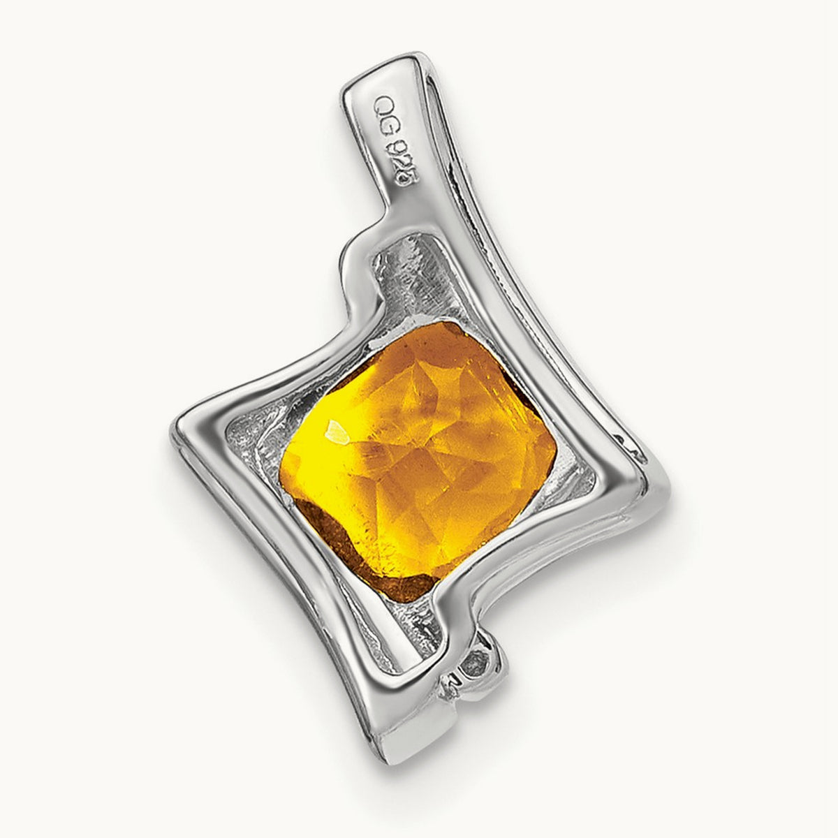 Citrine and Diamond Pendant — 14K White Gold