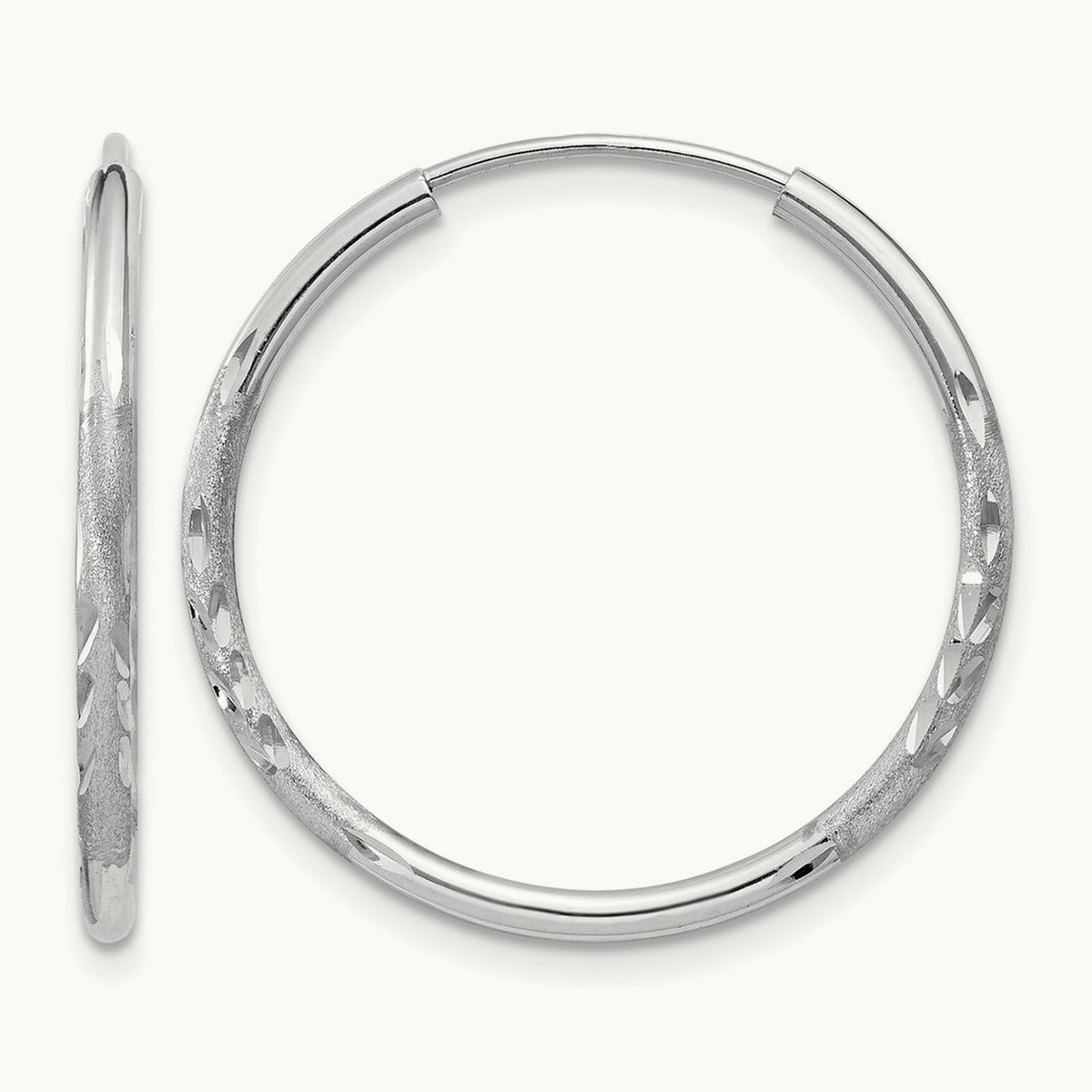 Diamond-cut Endless Hoop Earrings — 20mm, 1.5mm