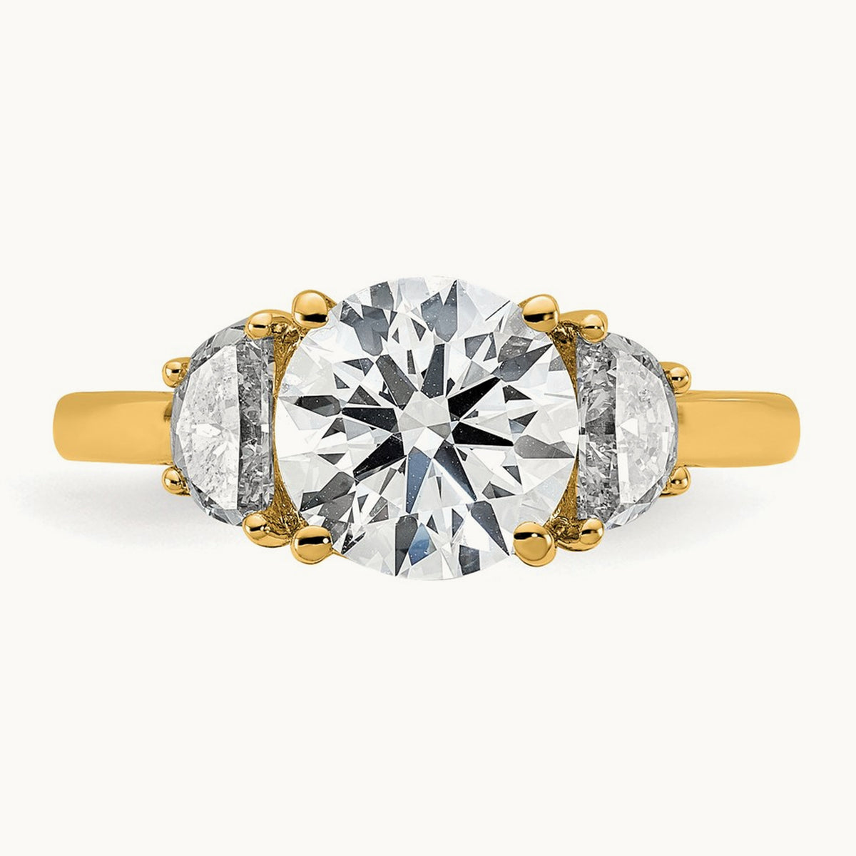 Round 3 Stone Engagement Ring, 1.25-4.00 ct tw Lab-Grown Diamond — 2 1/2 ct, 14K Yellow Gold