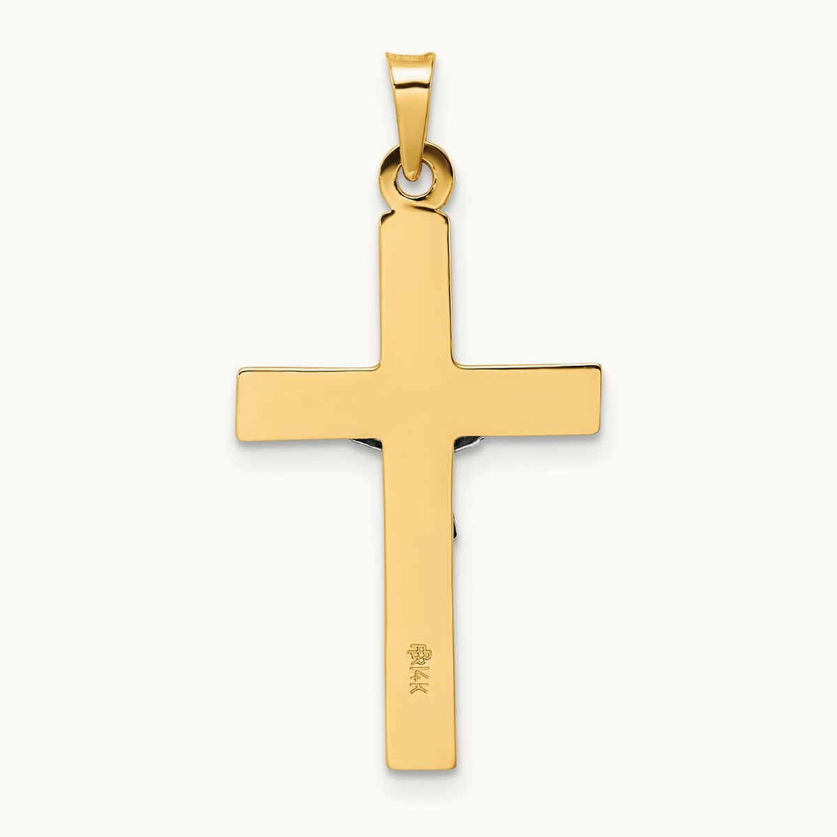 Polished Solid INRI Crucifix Pendant — 32mm