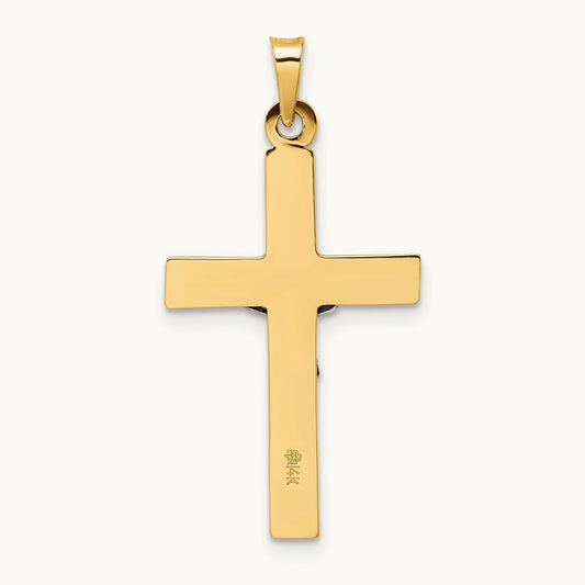 Polished Solid INRI Crucifix Pendant — 32mm