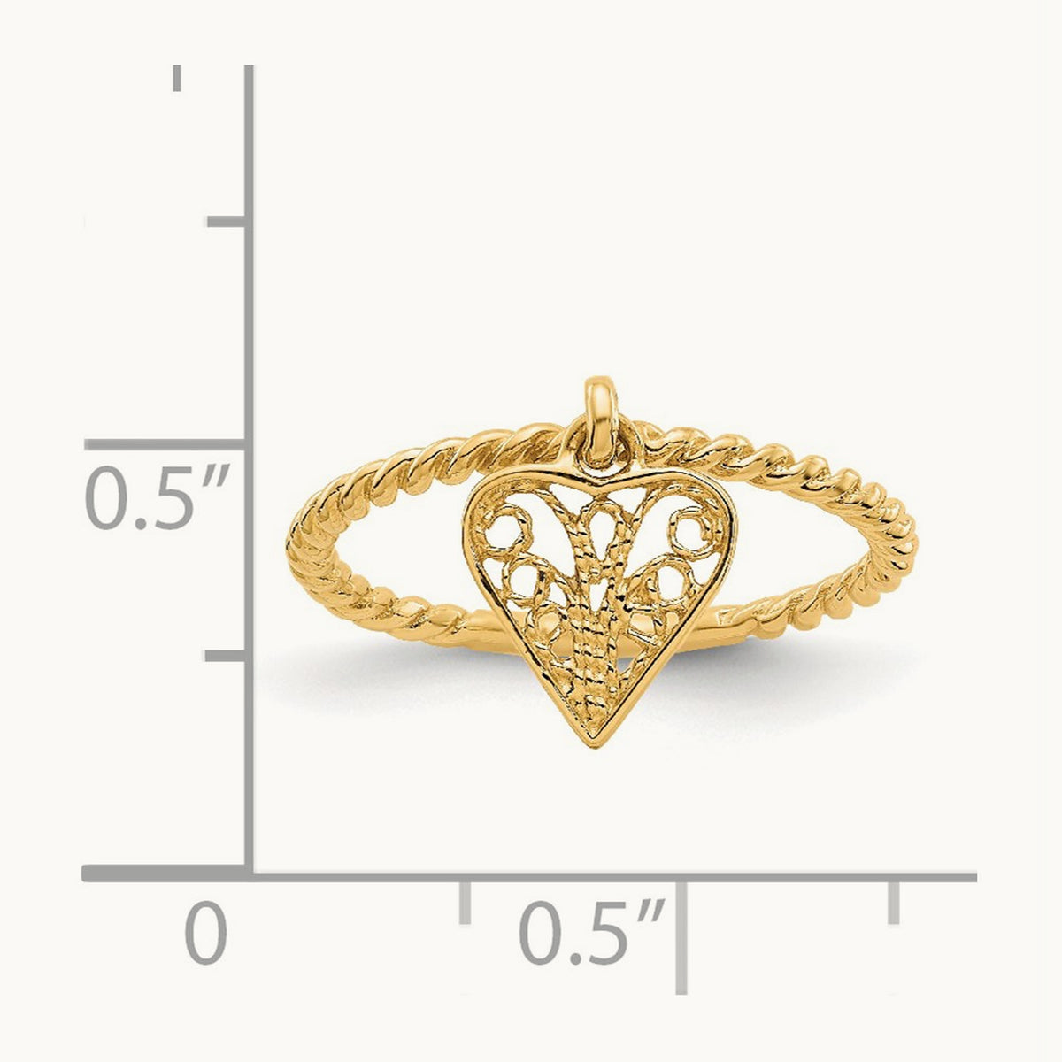 Dangle Heart Ring, 14K