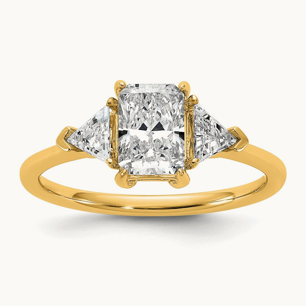 Radiant & Triangle Engagement Ring, 1.25-3.50 ct tw Lab-Grown Diamond — 1 3/8 ct, 14K Yellow Gold