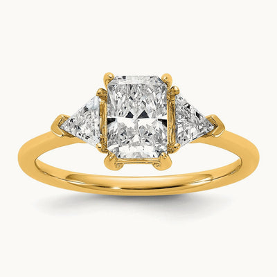 Radiant & Triangle Engagement Ring, 1.25-3.50 ct tw Lab-Grown Diamond — 1 3/8 ct, 14K Yellow Gold