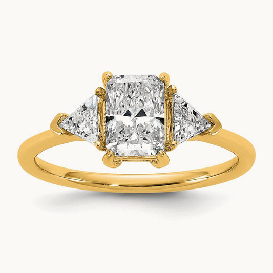 Radiant & Triangle Engagement Ring, 1.25-3.50 ct tw Lab-Grown Diamond — 1 3/8 ct, 14K Yellow Gold