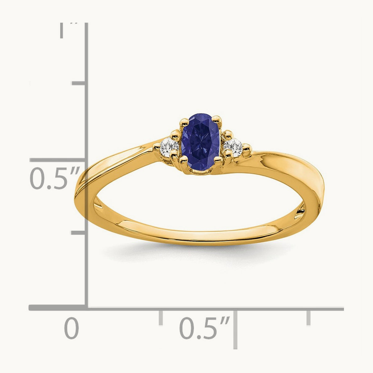 Created Sapphire and Lab-Grown Diamond Ring — 14K Yellow Gold