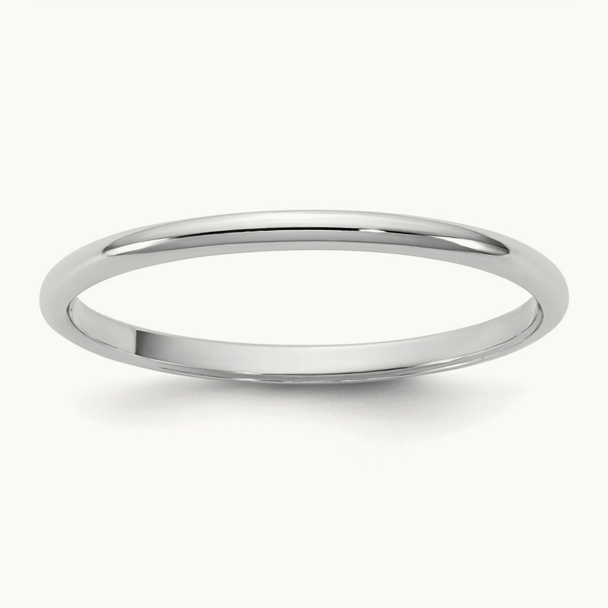 Lightweight Half Round Band, 1.5mm, 10K White Gold