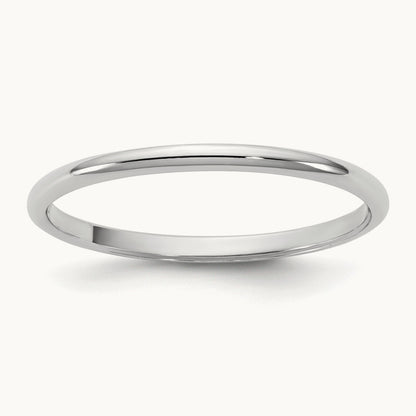 Lightweight Half Round Band, 1.5mm, 10K White Gold