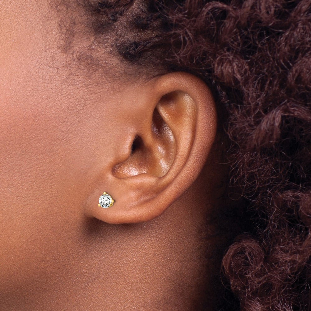 Round Stud Earrings, 0.10-6.00 ct tw Lab-Grown Diamond — 1/2 ct, 14K Yellow Gold
