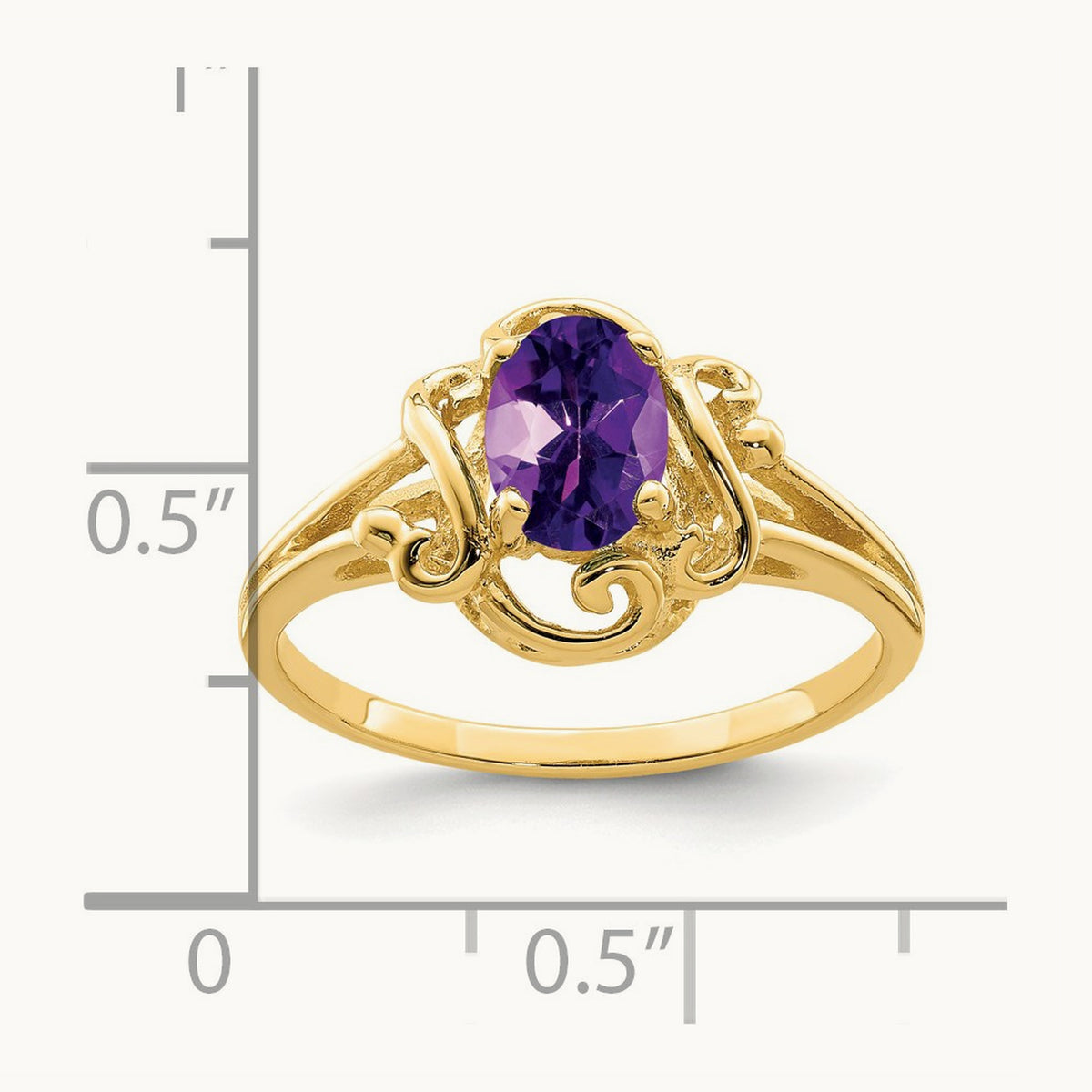7x5mm Oval Amethyst ring, 14K
