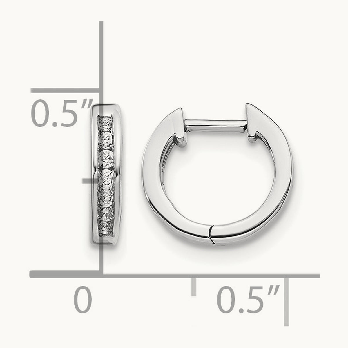 Hinged Hoop Earrings, 0.10 ct tw Lab-Grown Diamond — 14K White Gold