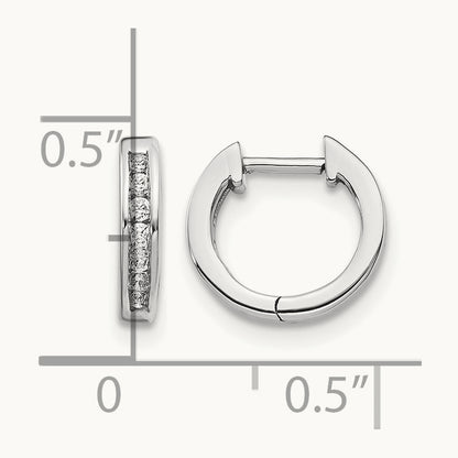 Polished Diamond Hinged Hoop Earrings — 14K White Gold