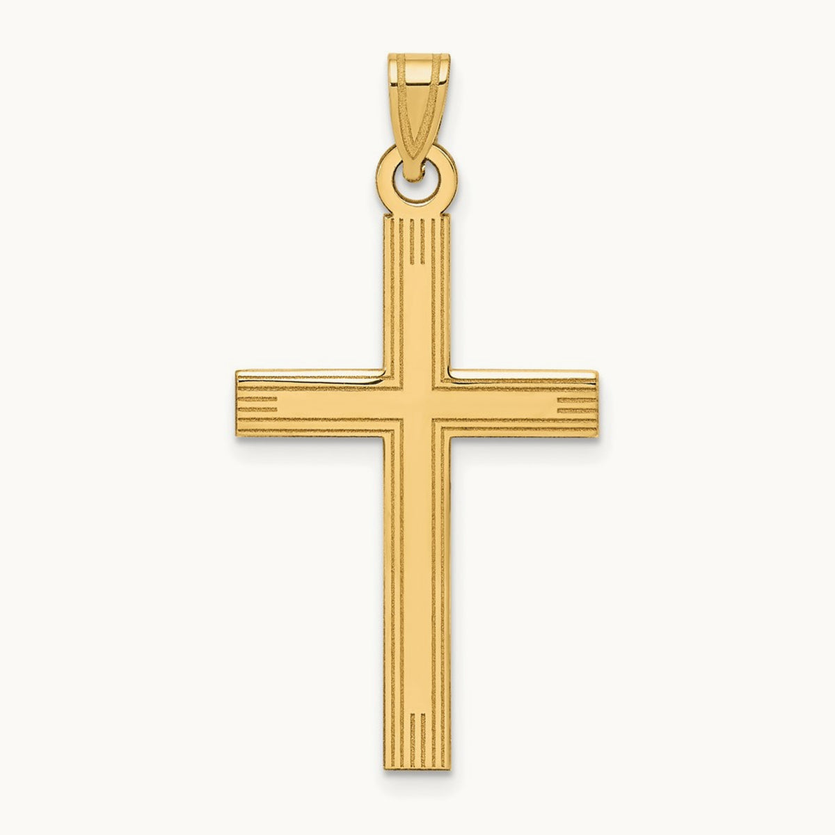 Laser Etched Cross Charm — 14K Yellow Gold, 37mm