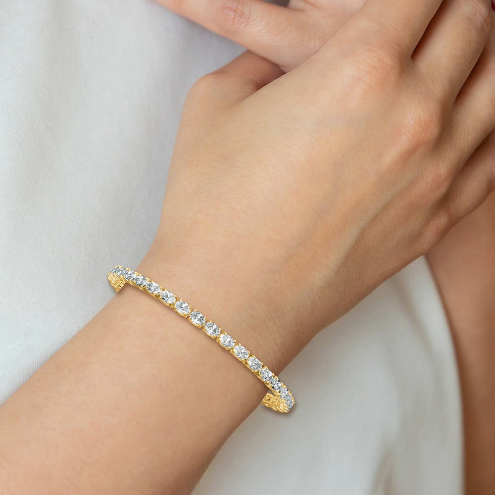 Oval Tennis Bracelet, 7.00 ct tw Lab-Grown Diamond — 14K Yellow Gold