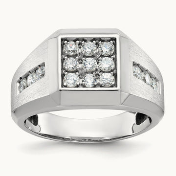 Square Cluster Men's Ring, 1.00 ct tw Lab-Grown Diamond
