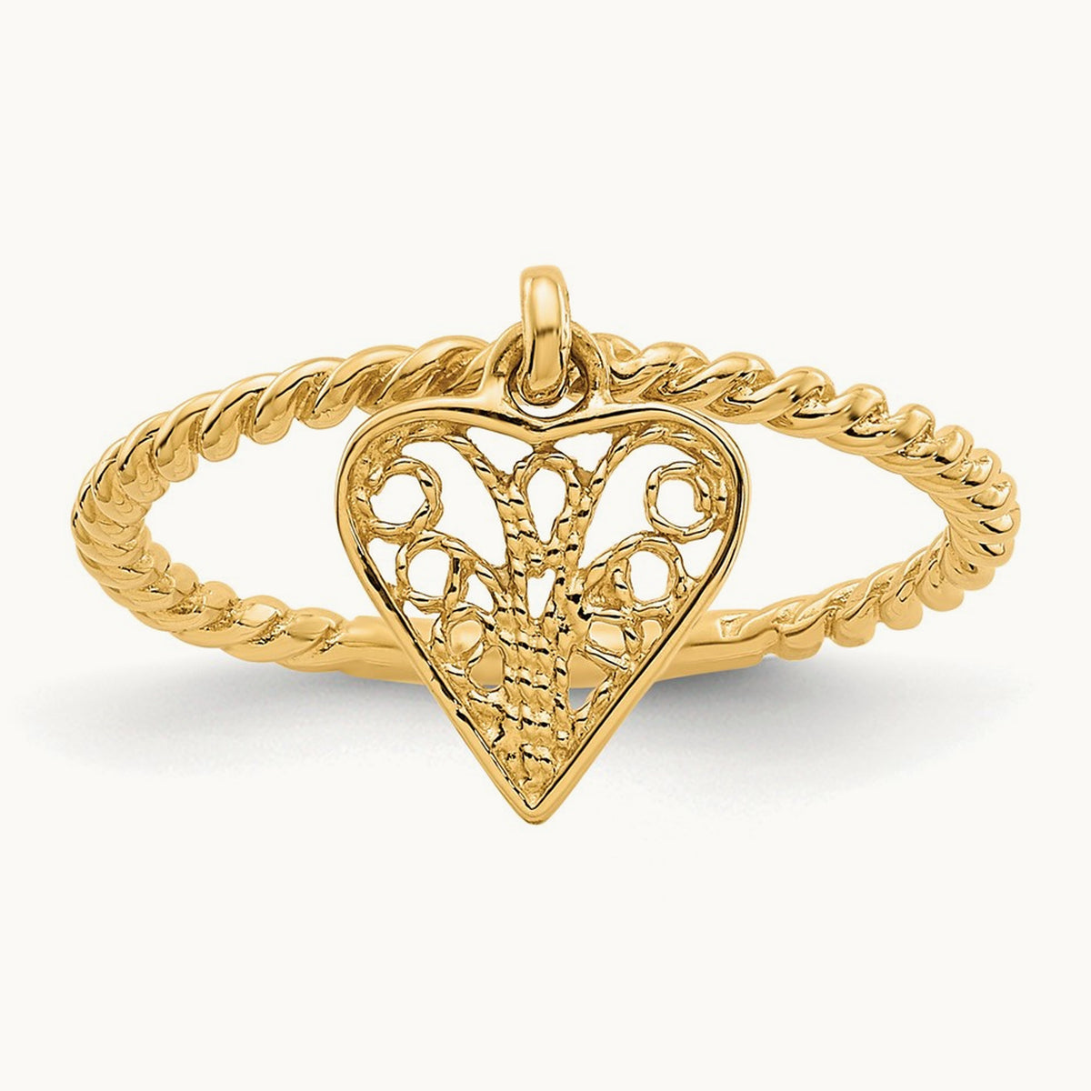 Dangle Heart Ring, 14K