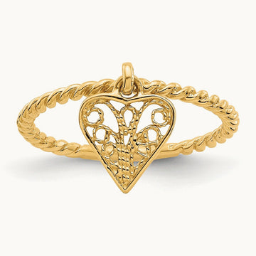 Dangle Heart Ring, 14K