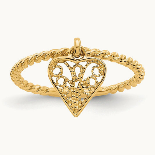 Dangle Heart Ring, 14K