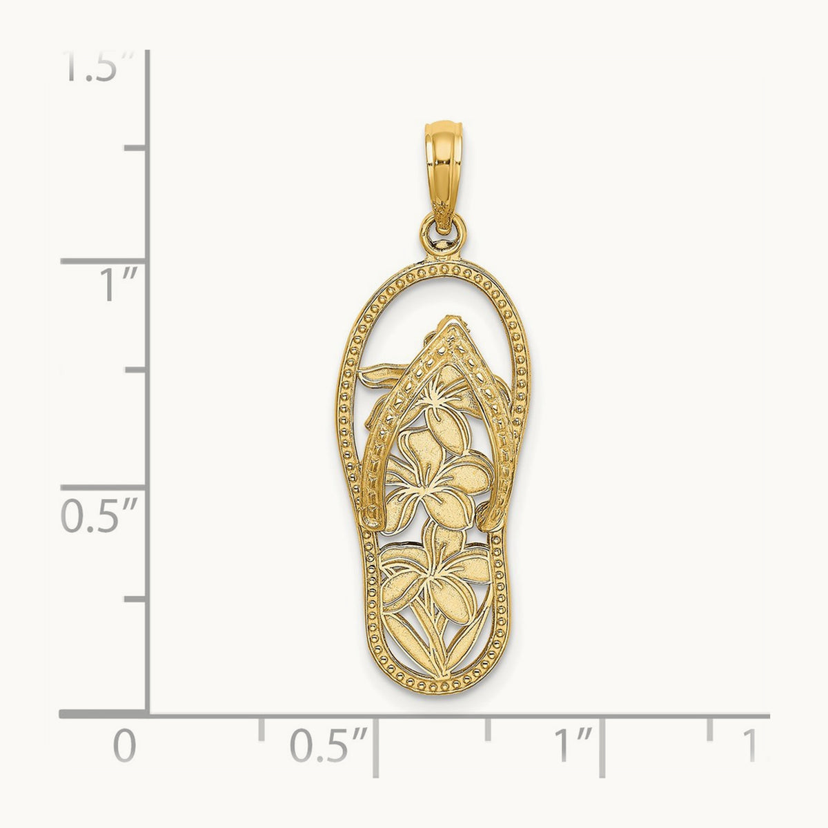 Polished Multi Flower Flip-Flop Charm — 14K Yellow Gold