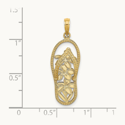 Polished Multi Flower Flip-Flop Charm — 14K Yellow Gold