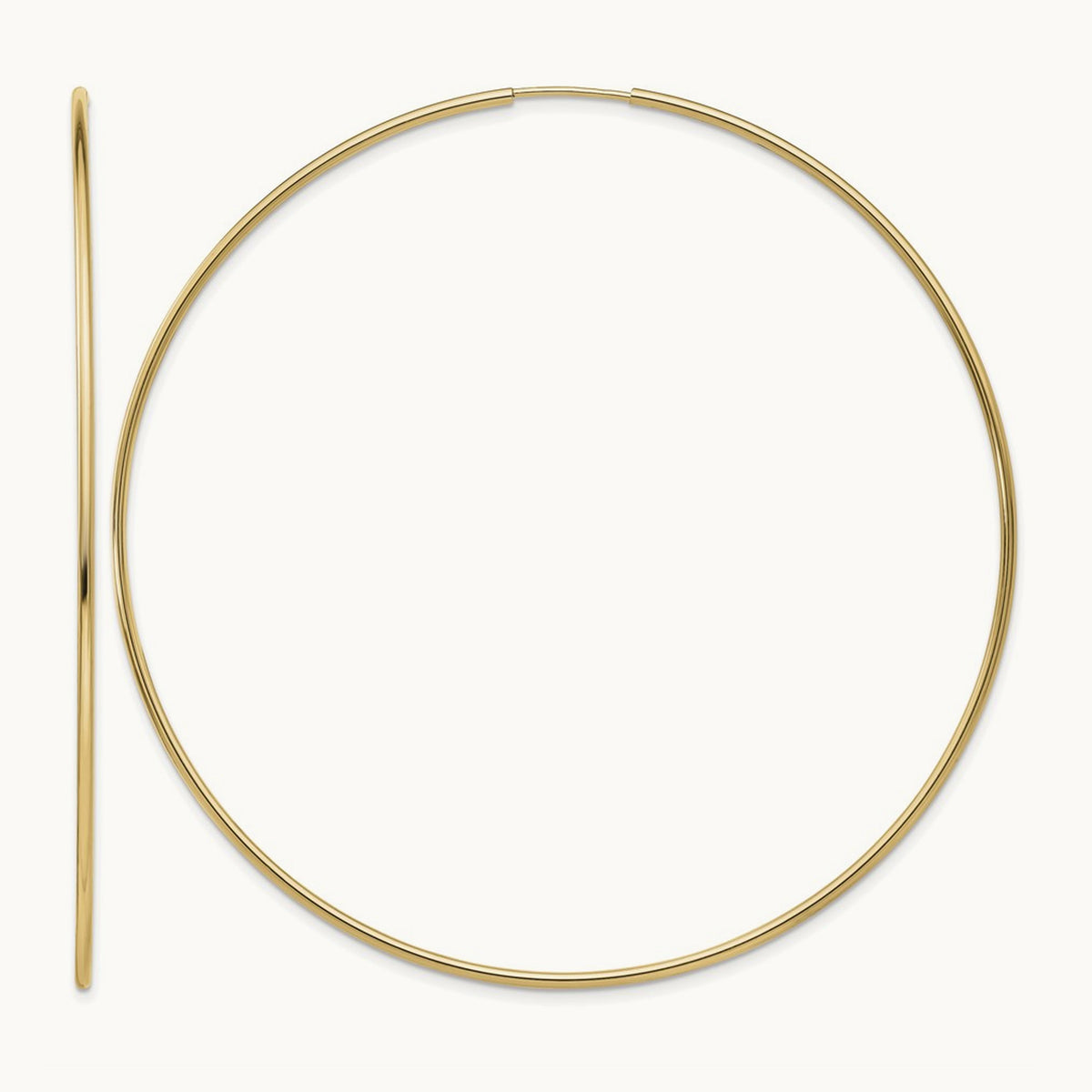 Polished Endless Tube Hoop Earrings, 1.20mm, 14K
