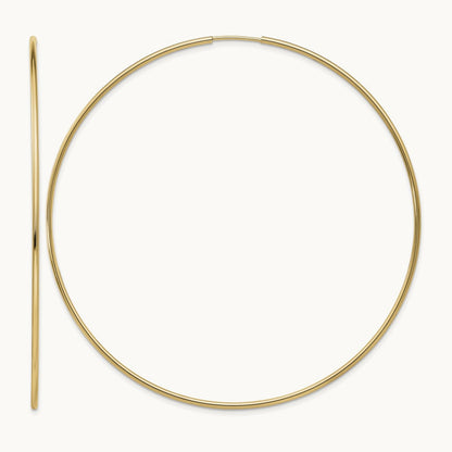 Polished Endless Tube Hoop Earrings, 1.20mm, 14K