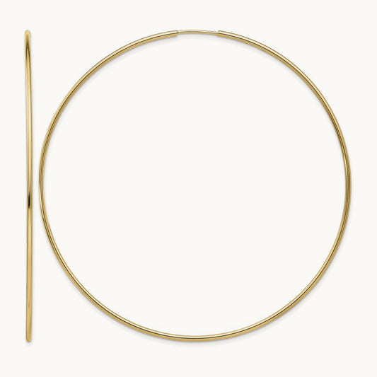 Polished Endless Tube Hoop Earrings, 1.20mm, 14K