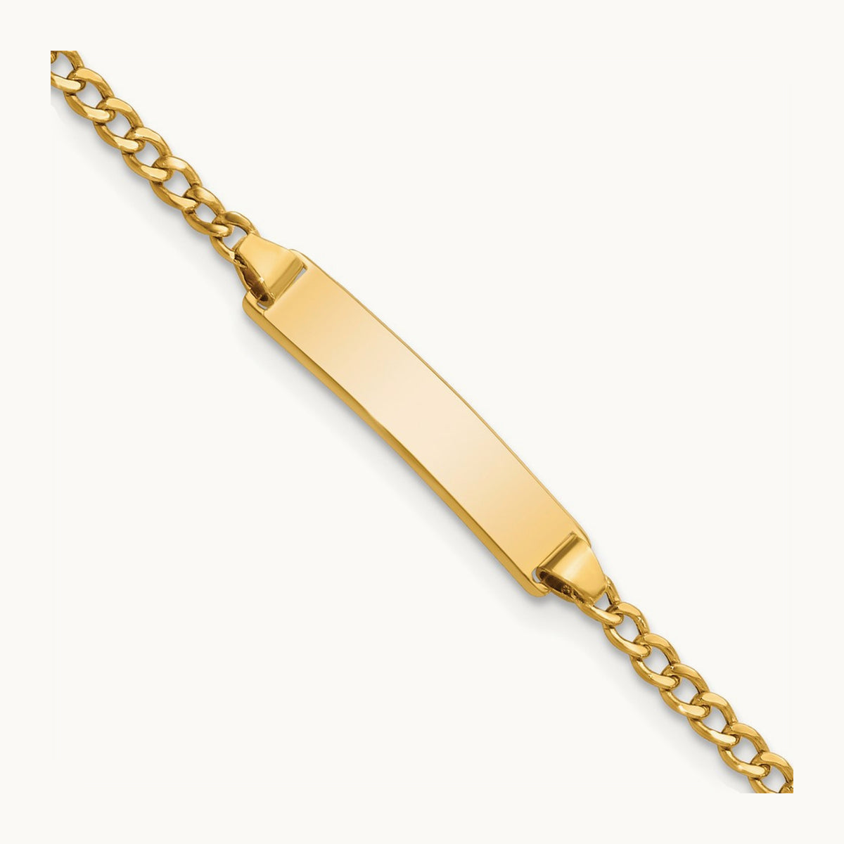 Semi-Solid Polished Cuban ID Bracelet — 6mm