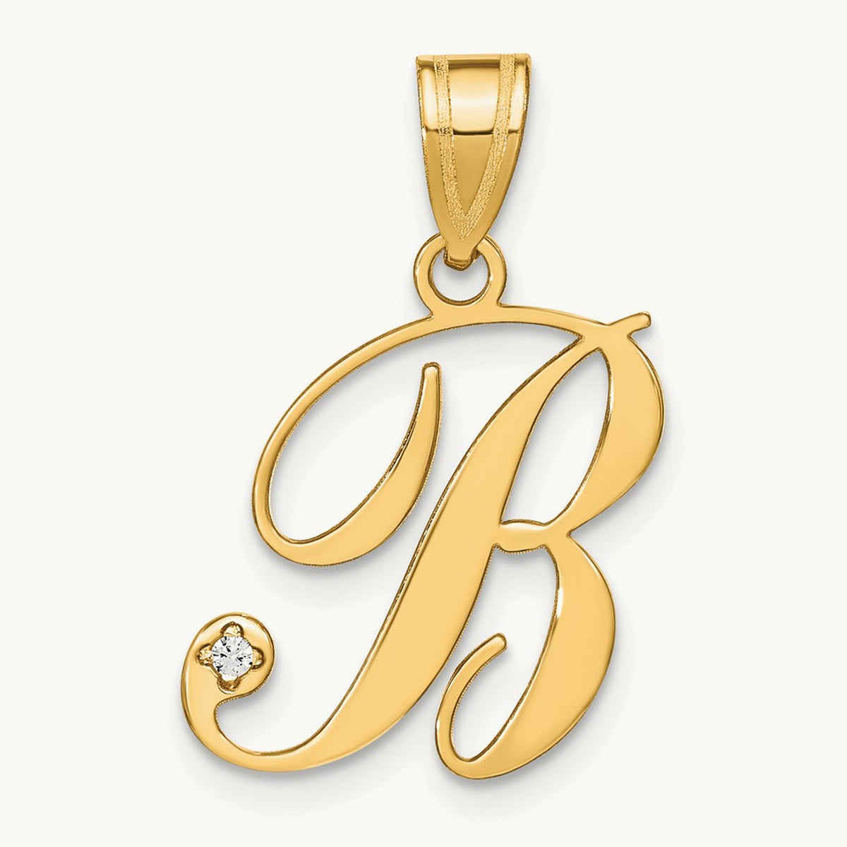 Script Initial Pendant with Diamond — B