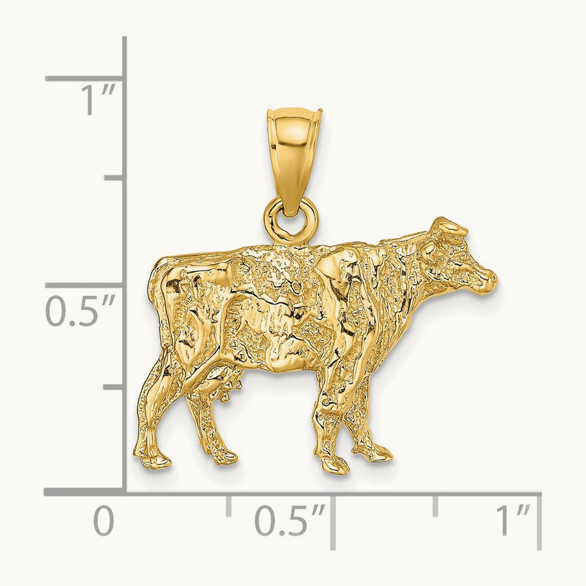3-D Cow Charm, 14K