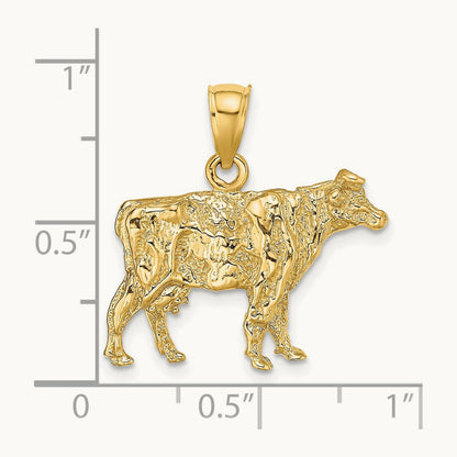 3-D Cow Charm, 14K