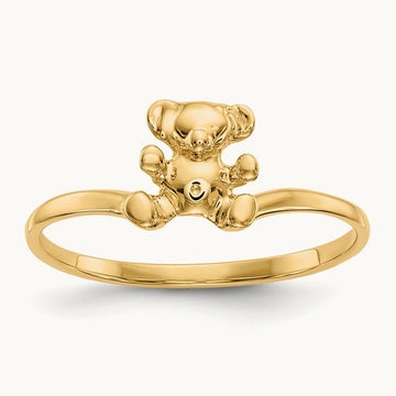 Childs Polished Teddy Bear Ring, 14K
