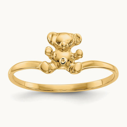 Childs Polished Teddy Bear Ring, 14K