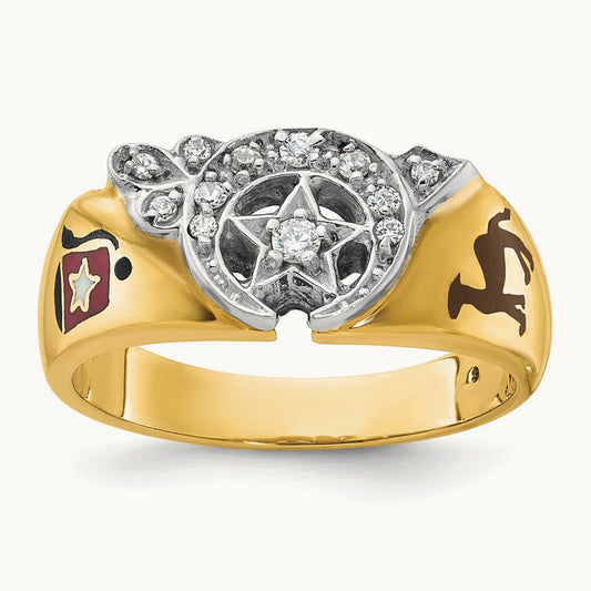 14ktt IBGoodman Men's Enamel and Diamond Masonic Shriner's Ring