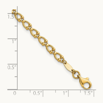 Polished Fancy Link 7in Bracelet, 14K